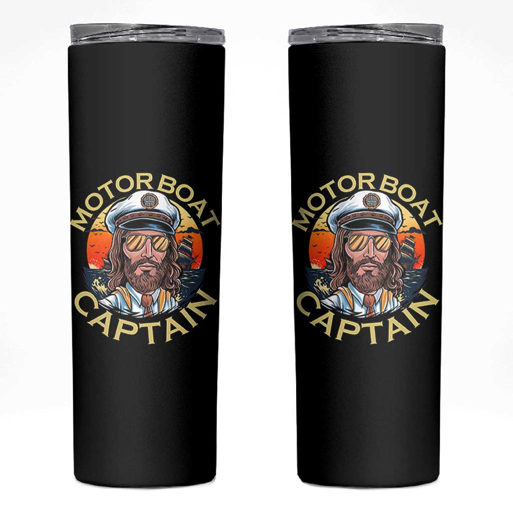 Funny Pontoon Boating Motor Boatin Lake Skinny Tumbler Motor Boat Captain - Wonder Print Shop