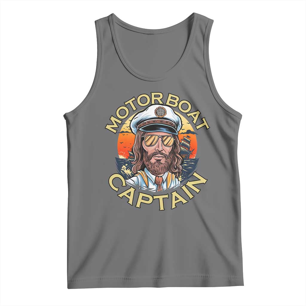 Funny Pontoon Boating Motor Boatin Lake Tank Top Motor Boat Captain - Wonder Print Shop