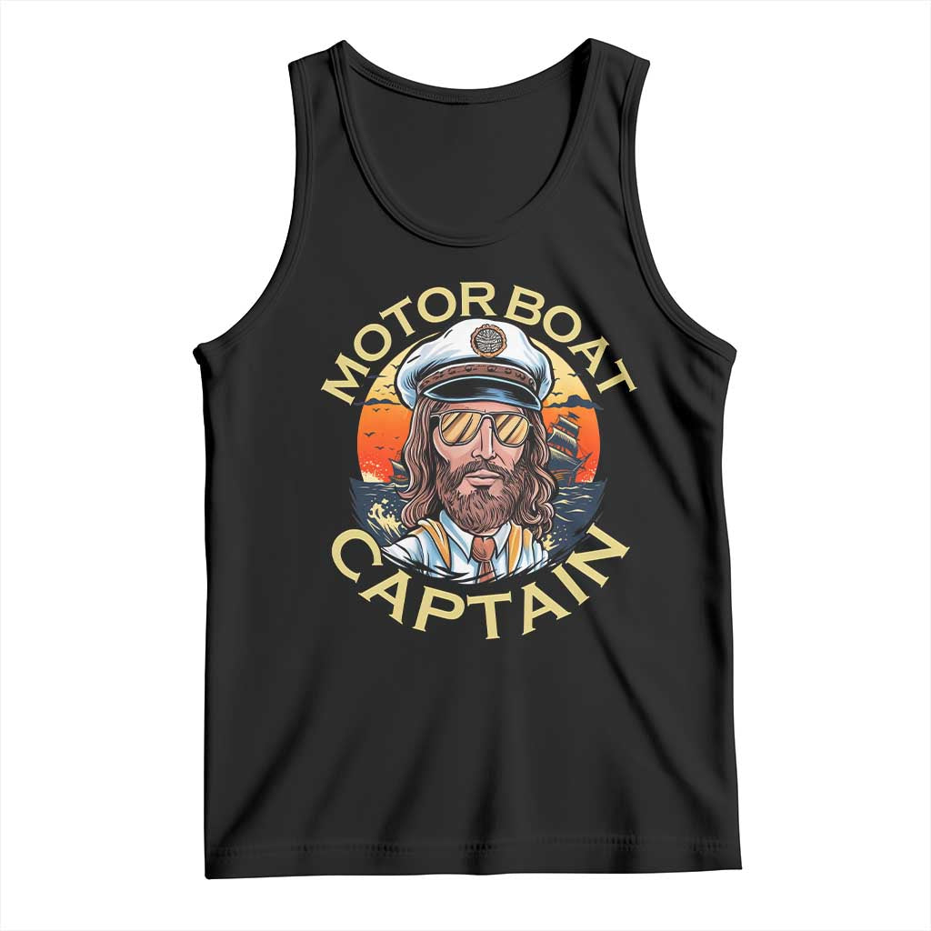 Funny Pontoon Boating Motor Boatin Lake Tank Top Motor Boat Captain - Wonder Print Shop