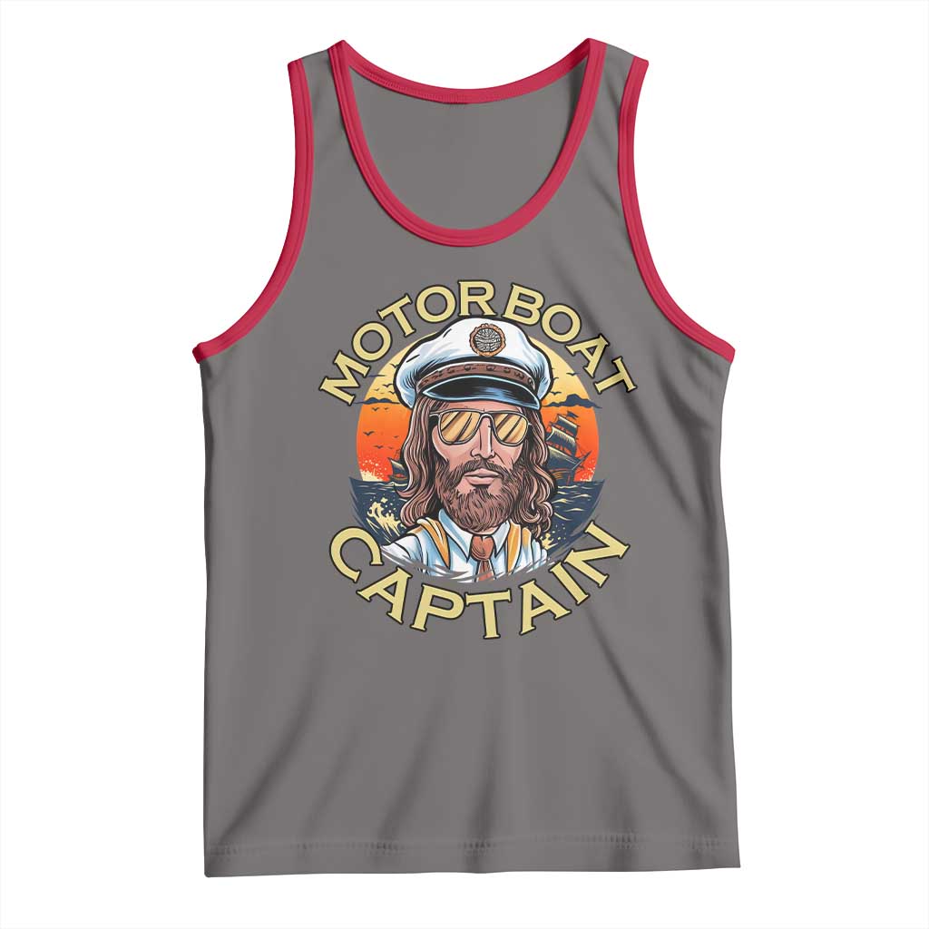 Funny Pontoon Boating Motor Boatin Lake Tank Top Motor Boat Captain - Wonder Print Shop