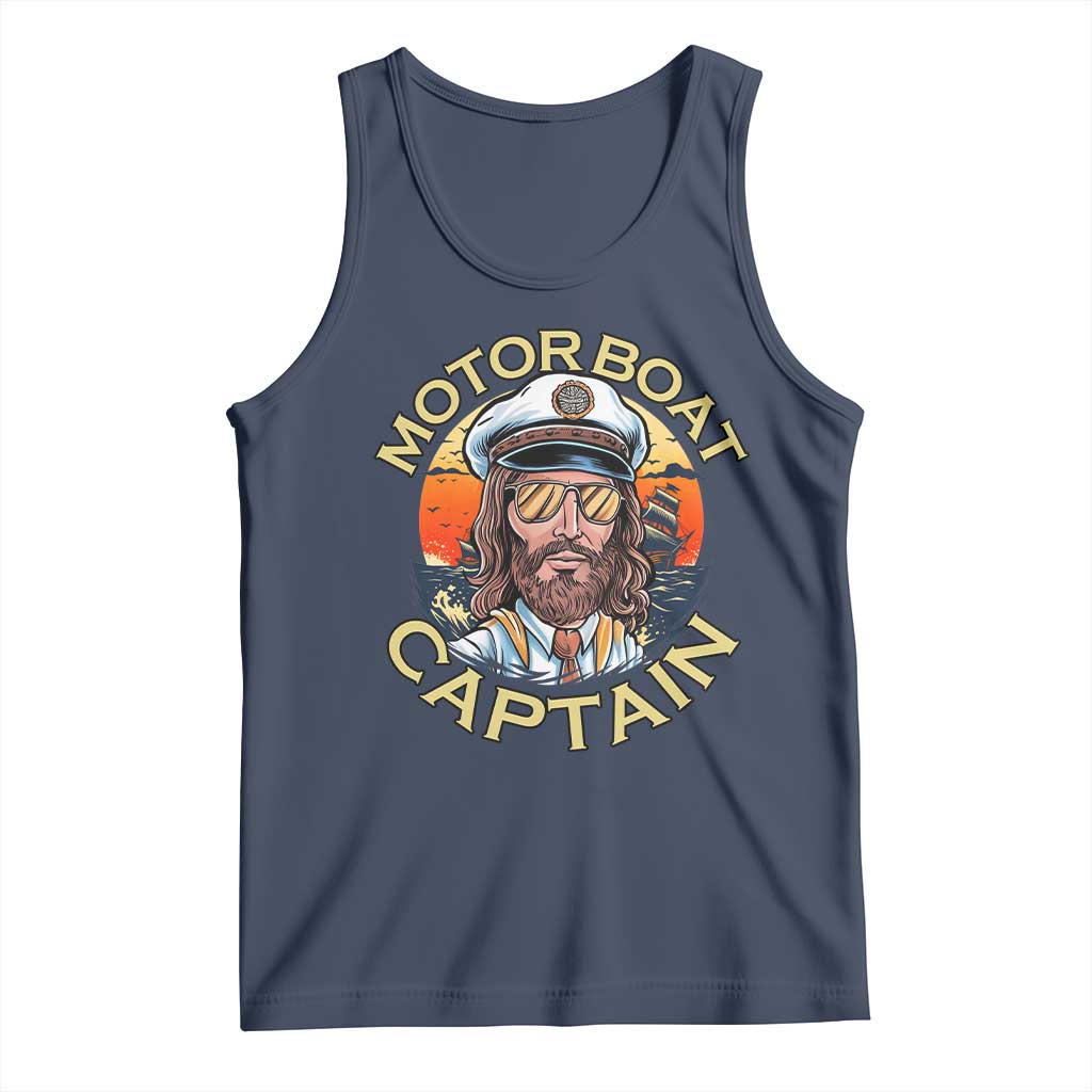 Funny Pontoon Boating Motor Boatin Lake Tank Top Motor Boat Captain - Wonder Print Shop