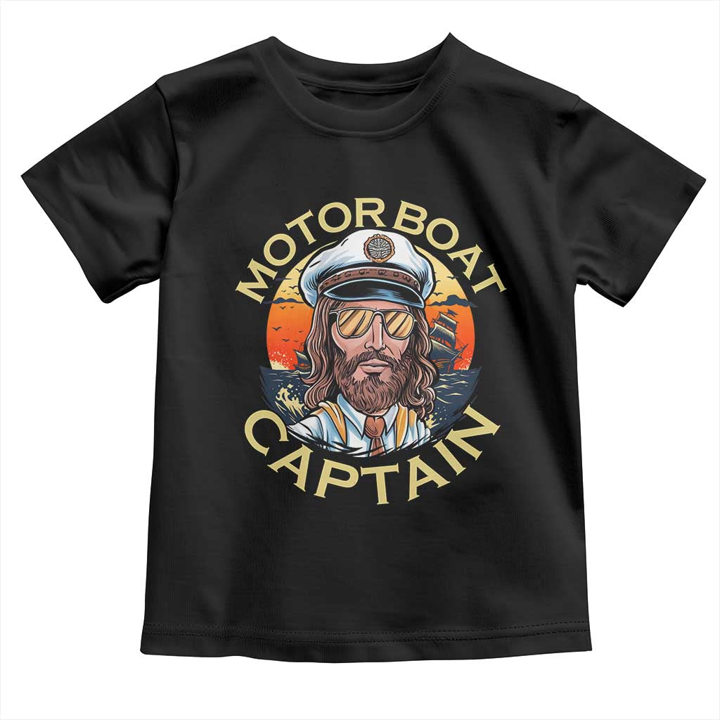 Funny Pontoon Boating Motor Boatin Lake Toddler T Shirt Motor Boat Captain - Wonder Print Shop