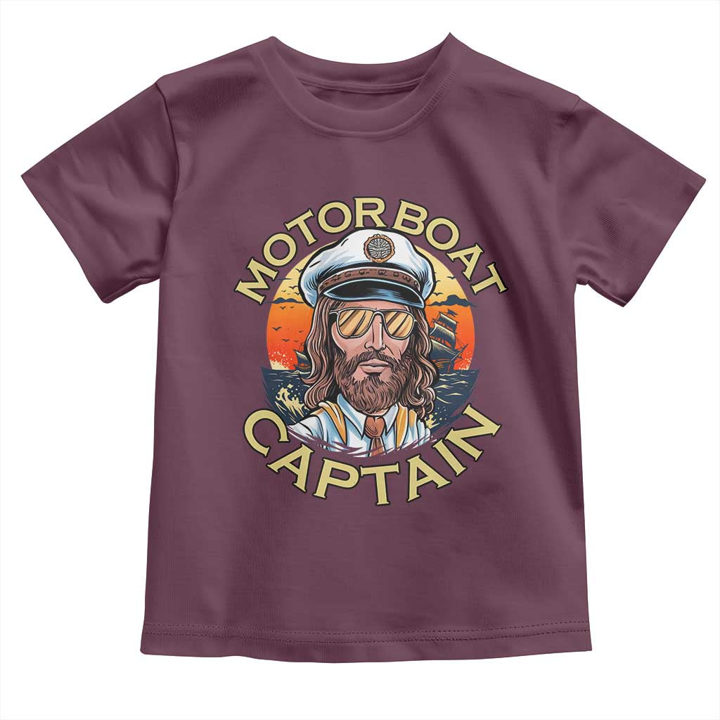 Funny Pontoon Boating Motor Boatin Lake Toddler T Shirt Motor Boat Captain - Wonder Print Shop