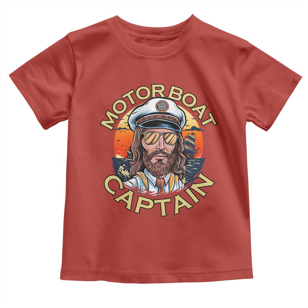 Funny Pontoon Boating Motor Boatin Lake Toddler T Shirt Motor Boat Captain - Wonder Print Shop