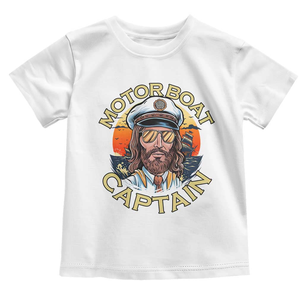 Funny Pontoon Boating Motor Boatin Lake Toddler T Shirt Motor Boat Captain - Wonder Print Shop