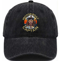 Funny Pontoon Boating Motor Boatin Lake Washed Cotton Baseball Cap Motor Boat Captain