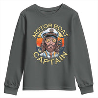 Funny Pontoon Boating Motor Boatin Lake Youth Sweatshirt Motor Boat Captain - Wonder Print Shop