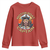 Funny Pontoon Boating Motor Boatin Lake Youth Sweatshirt Motor Boat Captain - Wonder Print Shop
