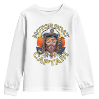 Funny Pontoon Boating Motor Boatin Lake Youth Sweatshirt Motor Boat Captain - Wonder Print Shop
