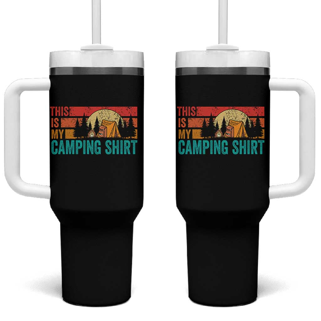 Funny Camper Tumbler With Handle This Is My Camping Shirt - Wonder Print Shop