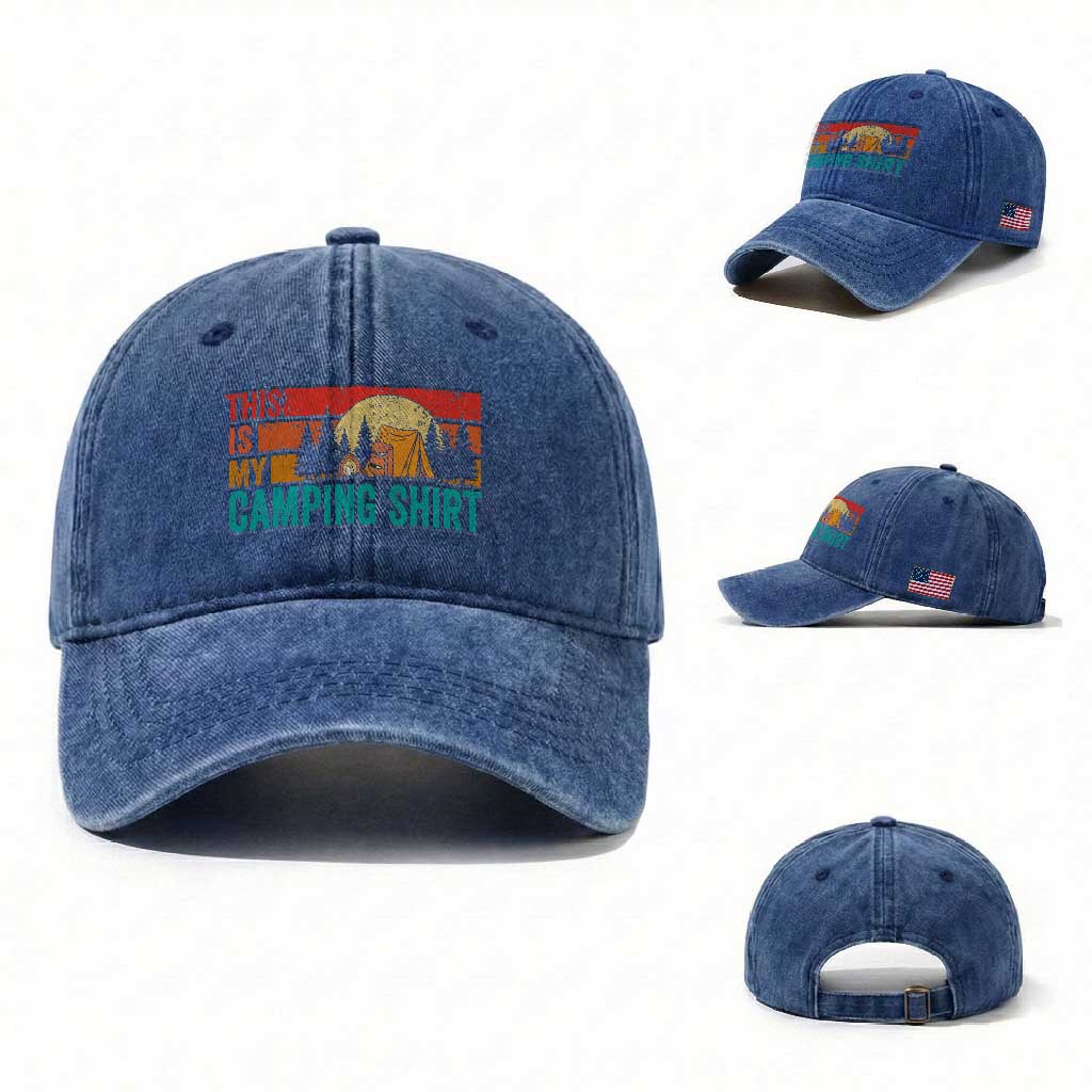 Funny Camper Washed Cotton Baseball Cap This Is My Camping Shirt