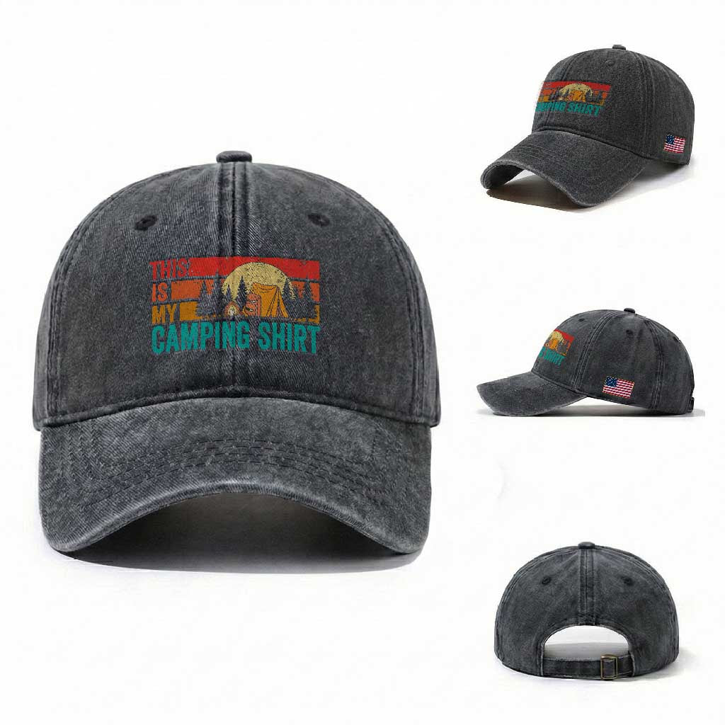 Funny Camper Washed Cotton Baseball Cap This Is My Camping Shirt