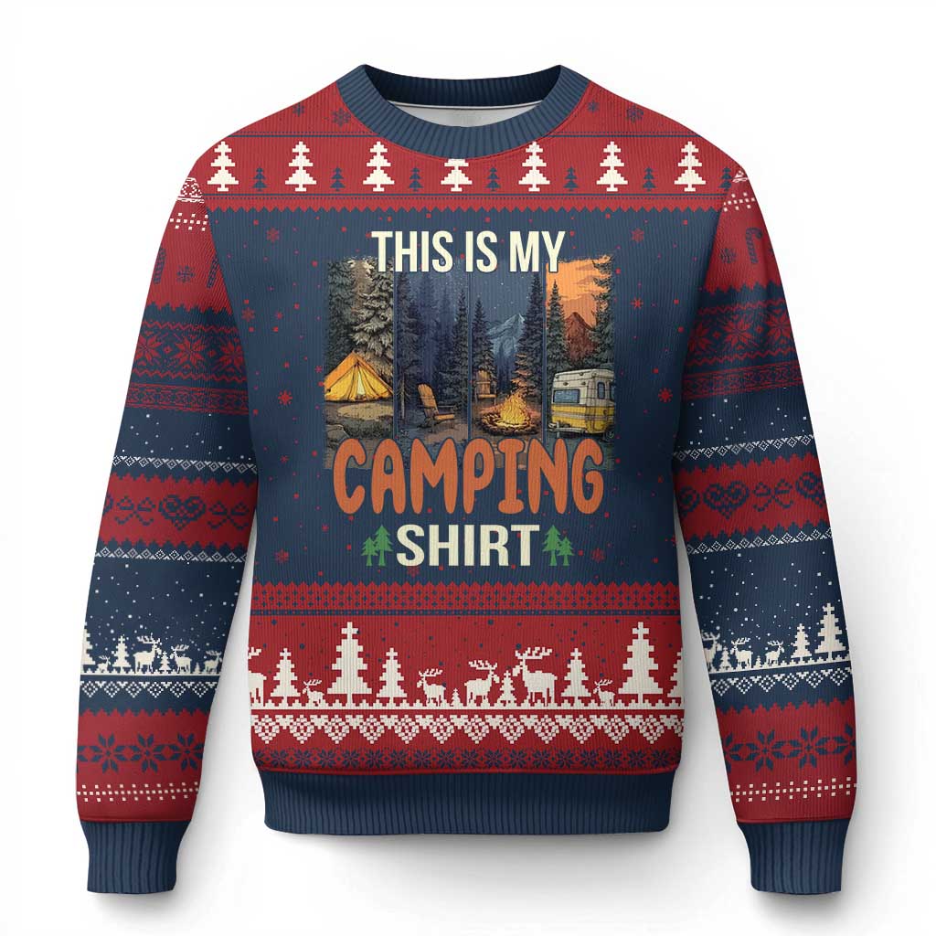 Funny Camper Glamper Ugly Christmas Sweater This Is My Camping Shirt - Wonder Print Shop