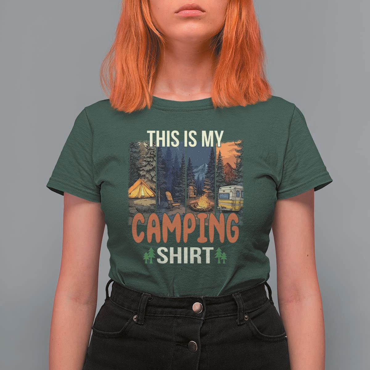 Funny Camper Glamper T Shirt For Women This Is My Camping Shirt - Wonder Print Shop