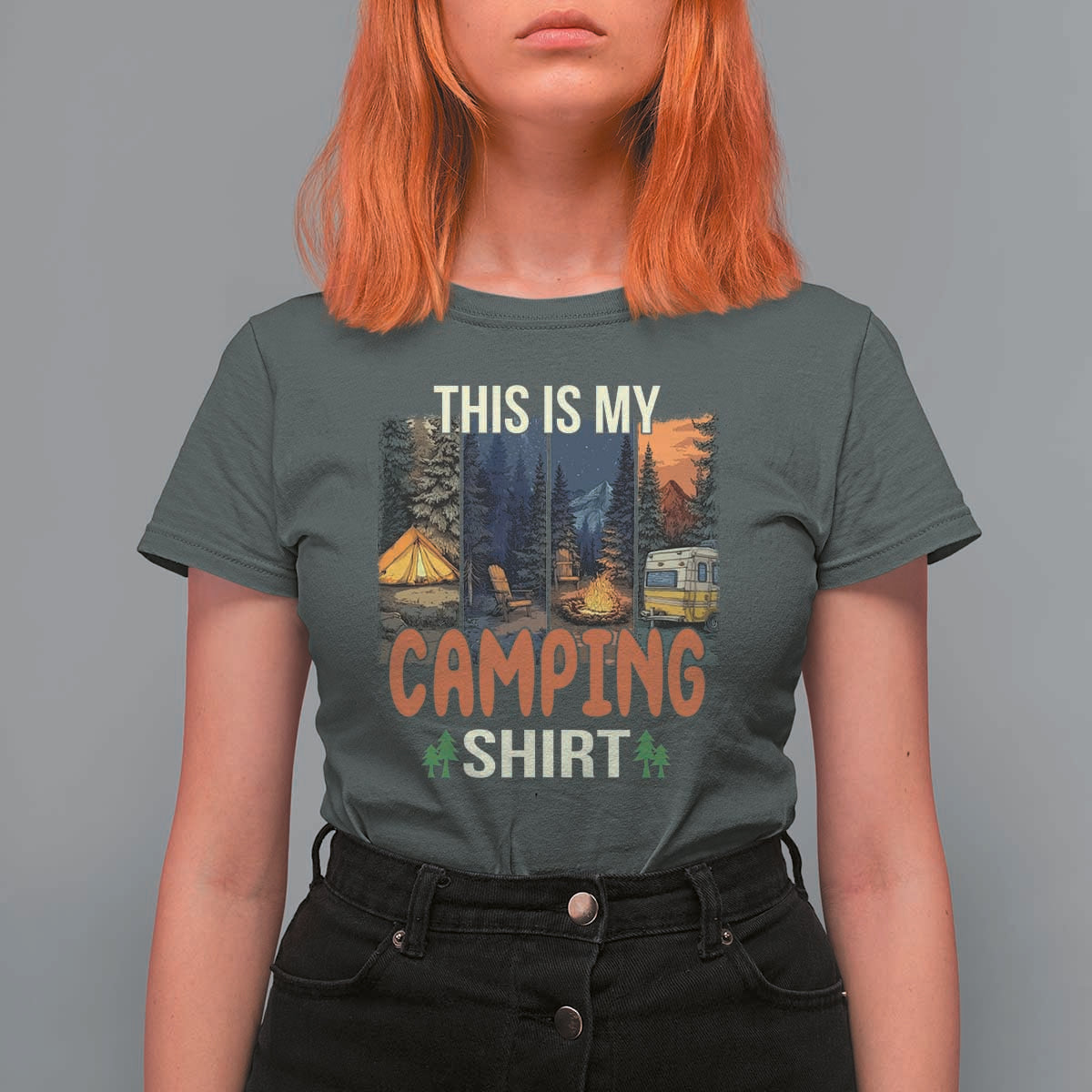 Funny Camper Glamper T Shirt For Women This Is My Camping Shirt - Wonder Print Shop