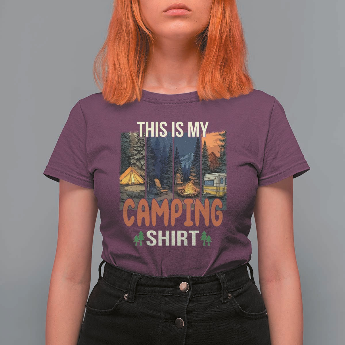 Funny Camper Glamper T Shirt For Women This Is My Camping Shirt - Wonder Print Shop