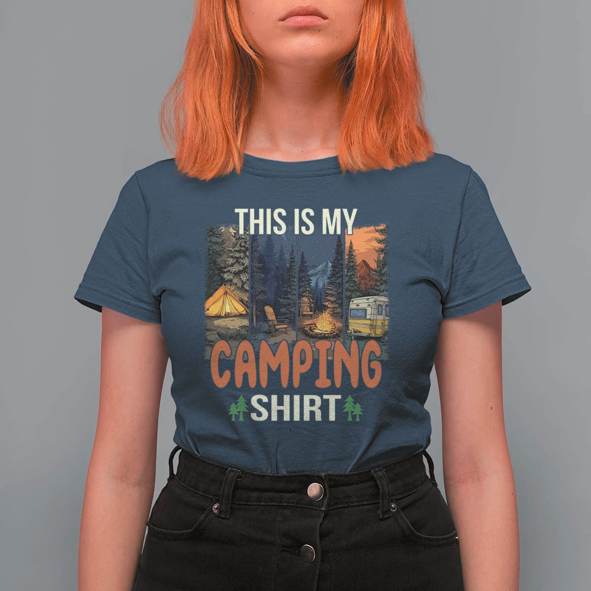 Funny Camper Glamper T Shirt For Women This Is My Camping Shirt - Wonder Print Shop