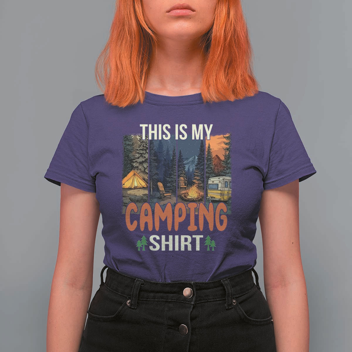 Funny Camper Glamper T Shirt For Women This Is My Camping Shirt - Wonder Print Shop