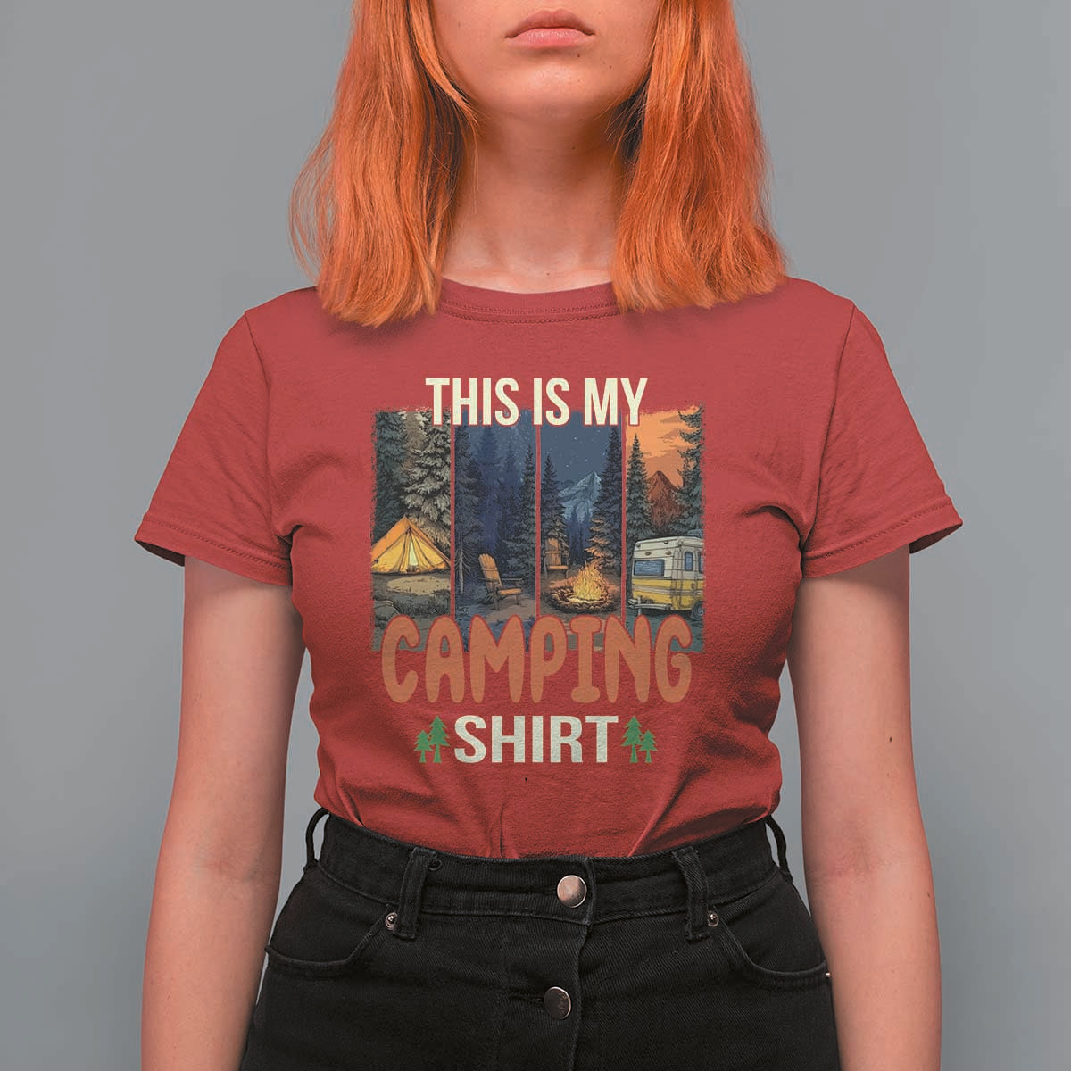 Funny Camper Glamper T Shirt For Women This Is My Camping Shirt - Wonder Print Shop