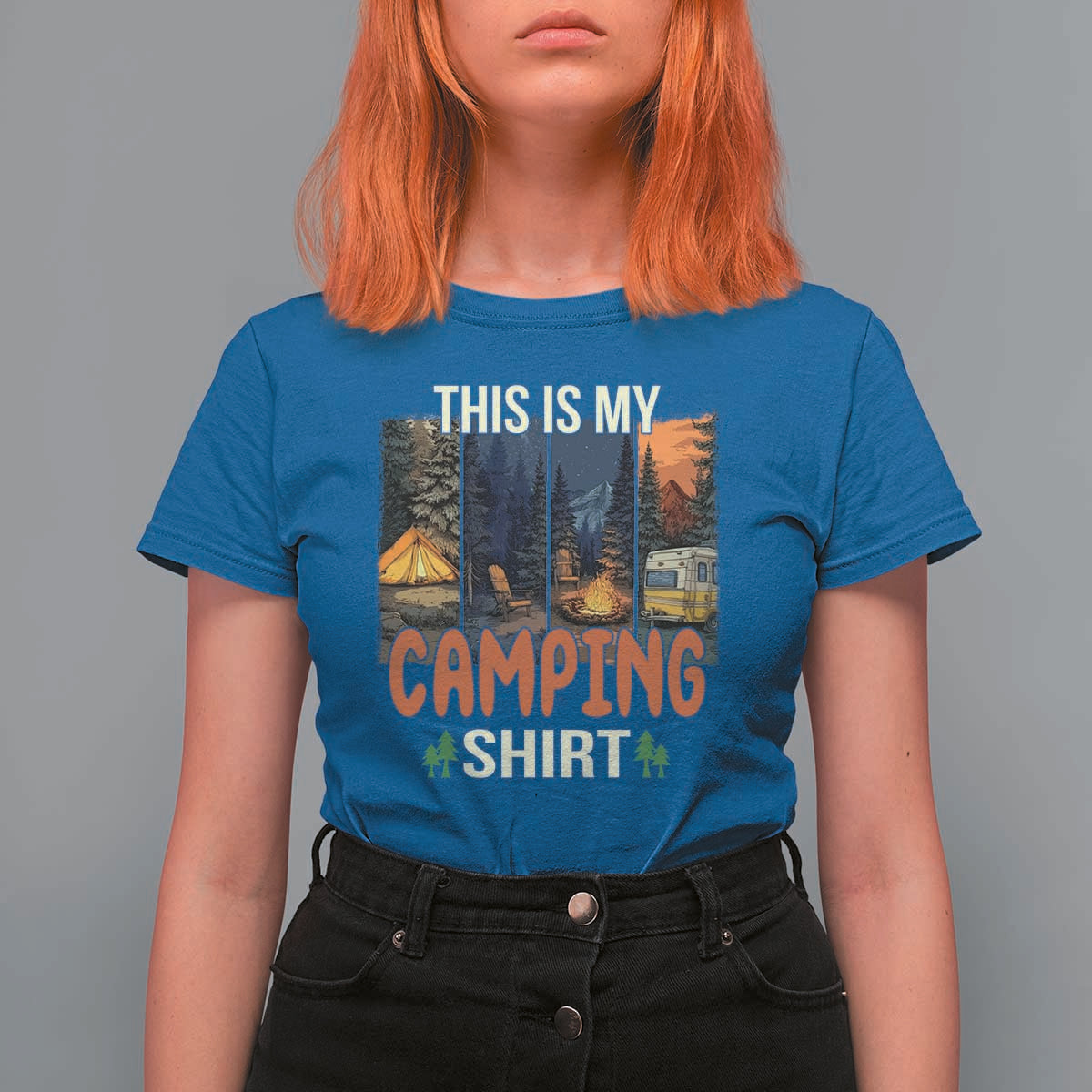 Funny Camper Glamper T Shirt For Women This Is My Camping Shirt - Wonder Print Shop