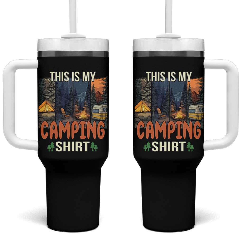 Funny Camper Glamper Tumbler With Handle This Is My Camping Shirt - Wonder Print Shop