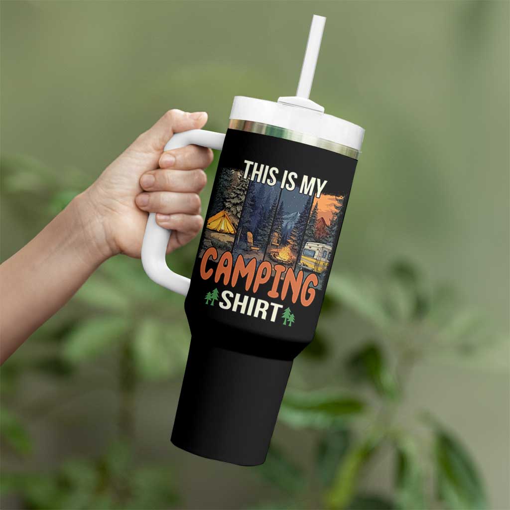Funny Camper Glamper Tumbler With Handle This Is My Camping Shirt - Wonder Print Shop