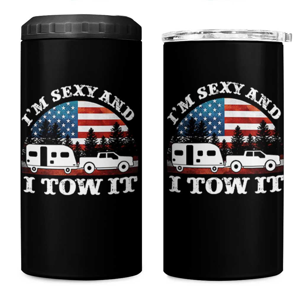 Funny Camping RV Camper Truck 4 in 1 Can Cooler Tumbler I Am Sexy And I Tow It - Wonder Print Shop