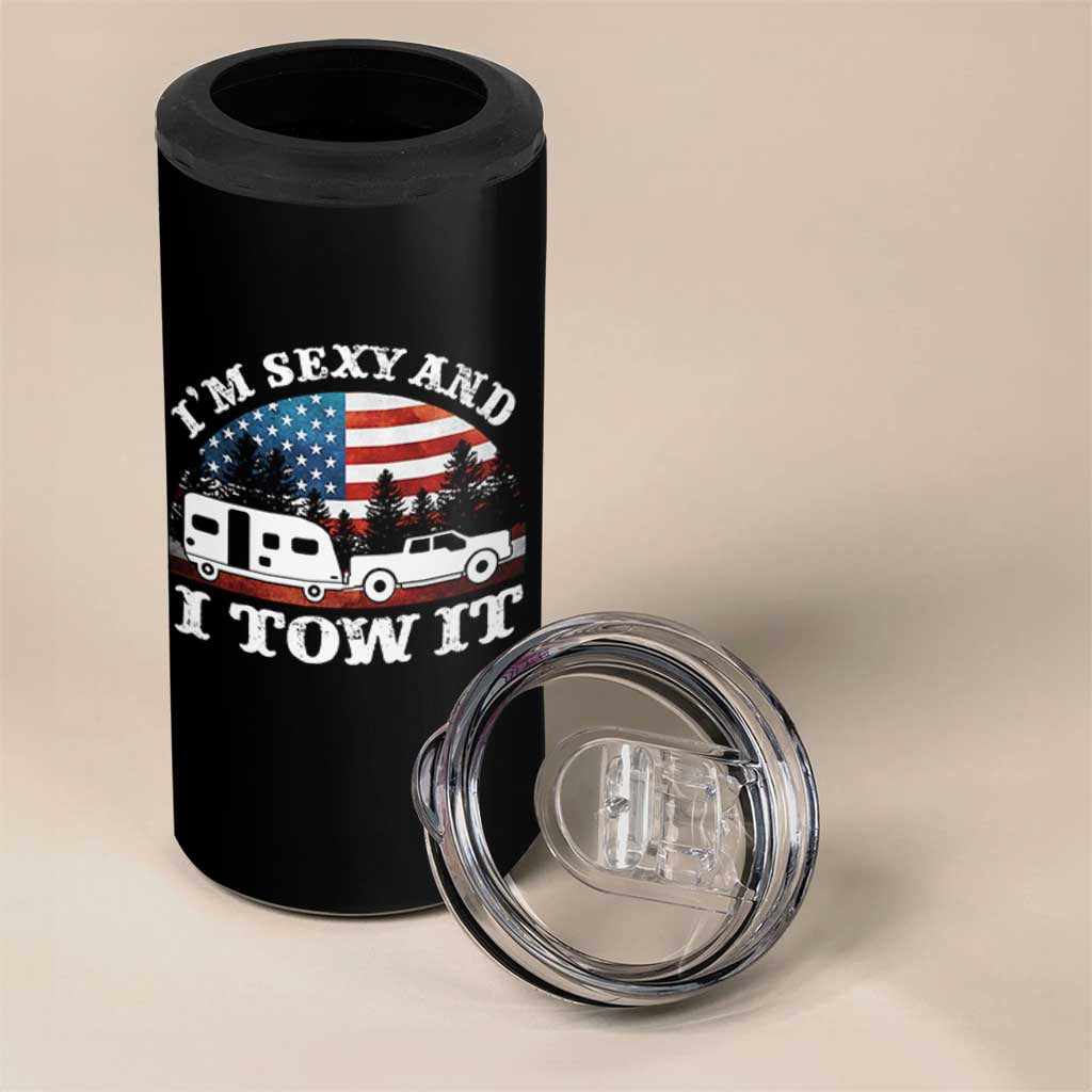 Funny Camping RV Camper Truck 4 in 1 Can Cooler Tumbler I Am Sexy And I Tow It - Wonder Print Shop
