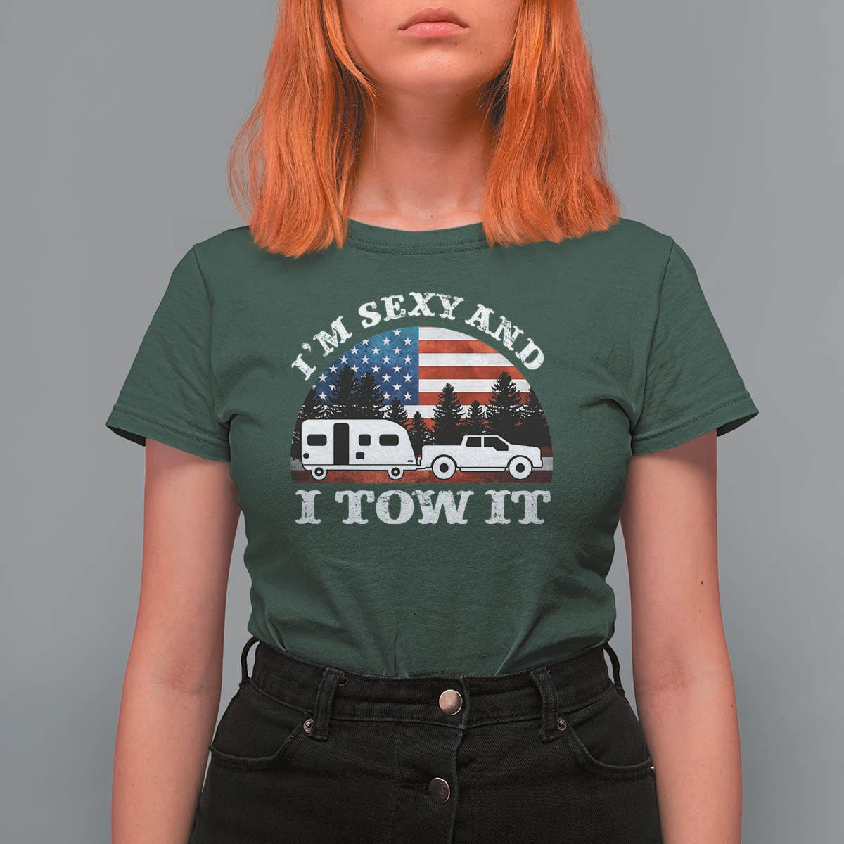 Funny Camping RV Camper Truck T Shirt For Women I Am Sexy And I Tow It - undefined