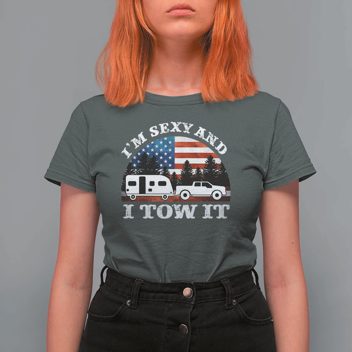 Funny Camping RV Camper Truck T Shirt For Women I Am Sexy And I Tow It - undefined