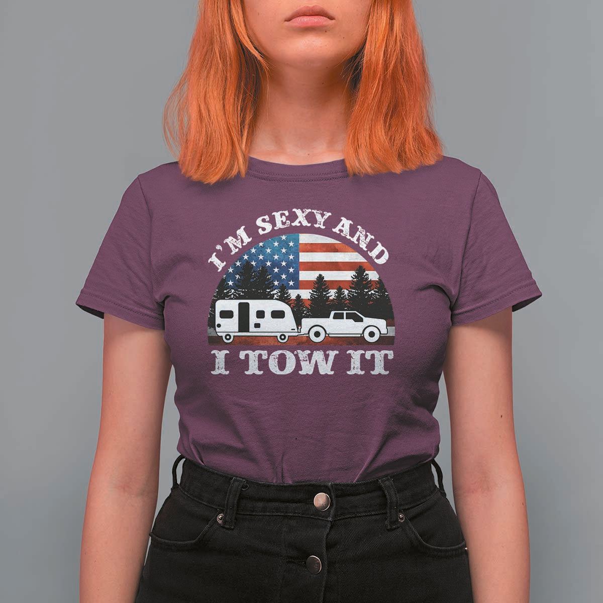 Funny Camping RV Camper Truck T Shirt For Women I Am Sexy And I Tow It - undefined