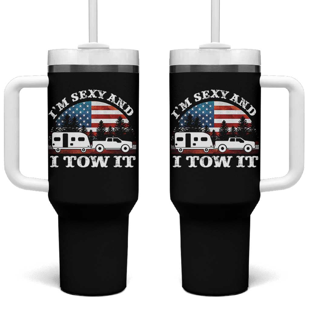 Funny Camping RV Camper Truck Tumbler With Handle I Am Sexy And I Tow It - Wonder Print Shop