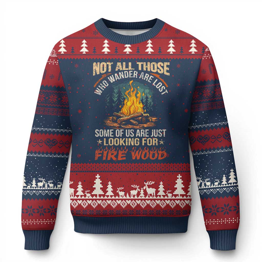 Funny Camping Ugly Christmas Sweater Not All Those Who Wander Are Lost - Wonder Print Shop