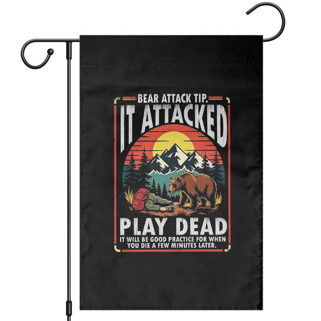 Funny Camping Hiking Sarcastic Garden Flag Bear Attack Tip - Wonder Print Shop