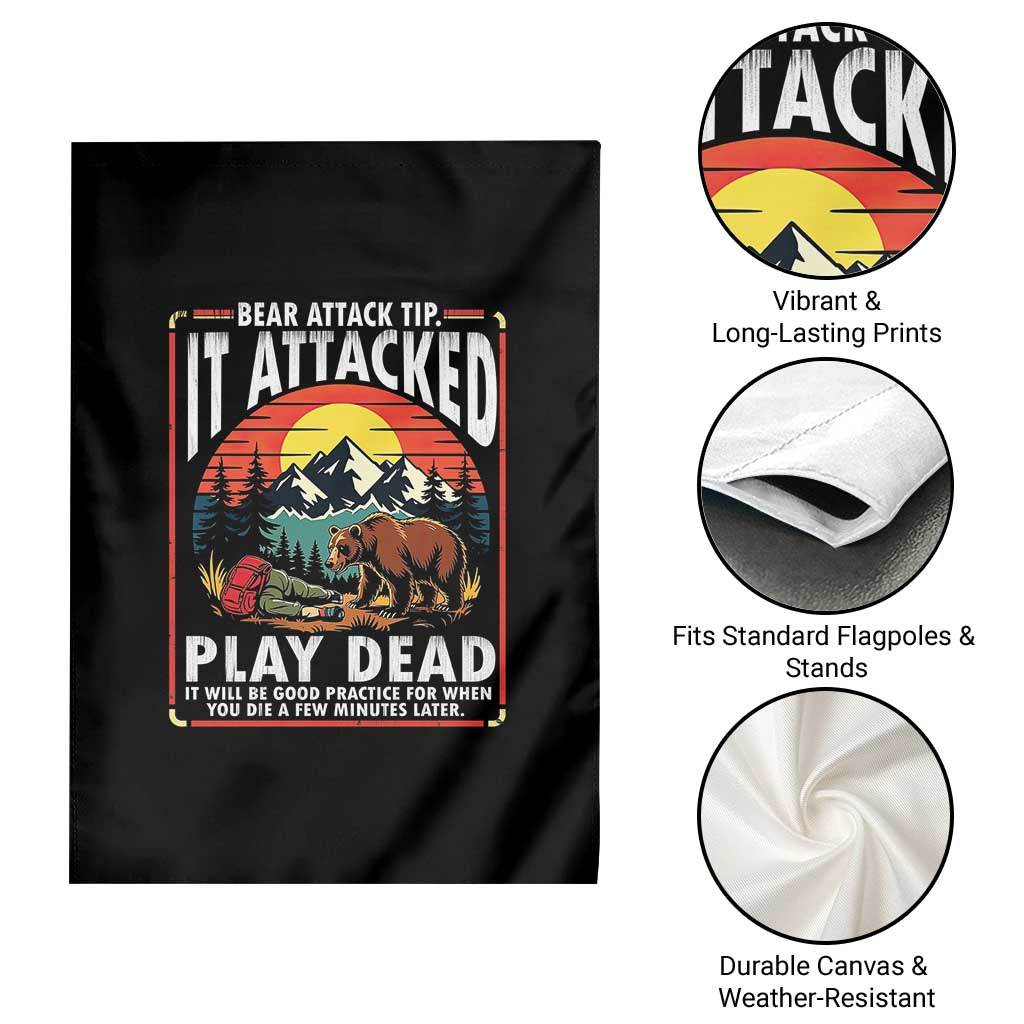 Funny Camping Hiking Sarcastic Garden Flag Bear Attack Tip - Wonder Print Shop