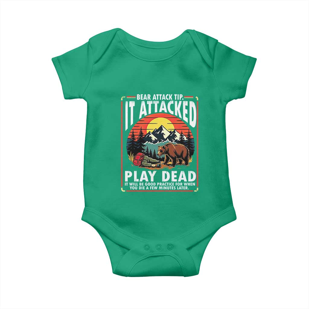 Funny Camping Hiking Sarcastic Baby Onesie Bear Attack Tip - Wonder Print Shop