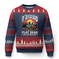 Funny Camping Hiking Sarcastic Ugly Christmas Sweater Bear Attack Tip - Wonder Print Shop