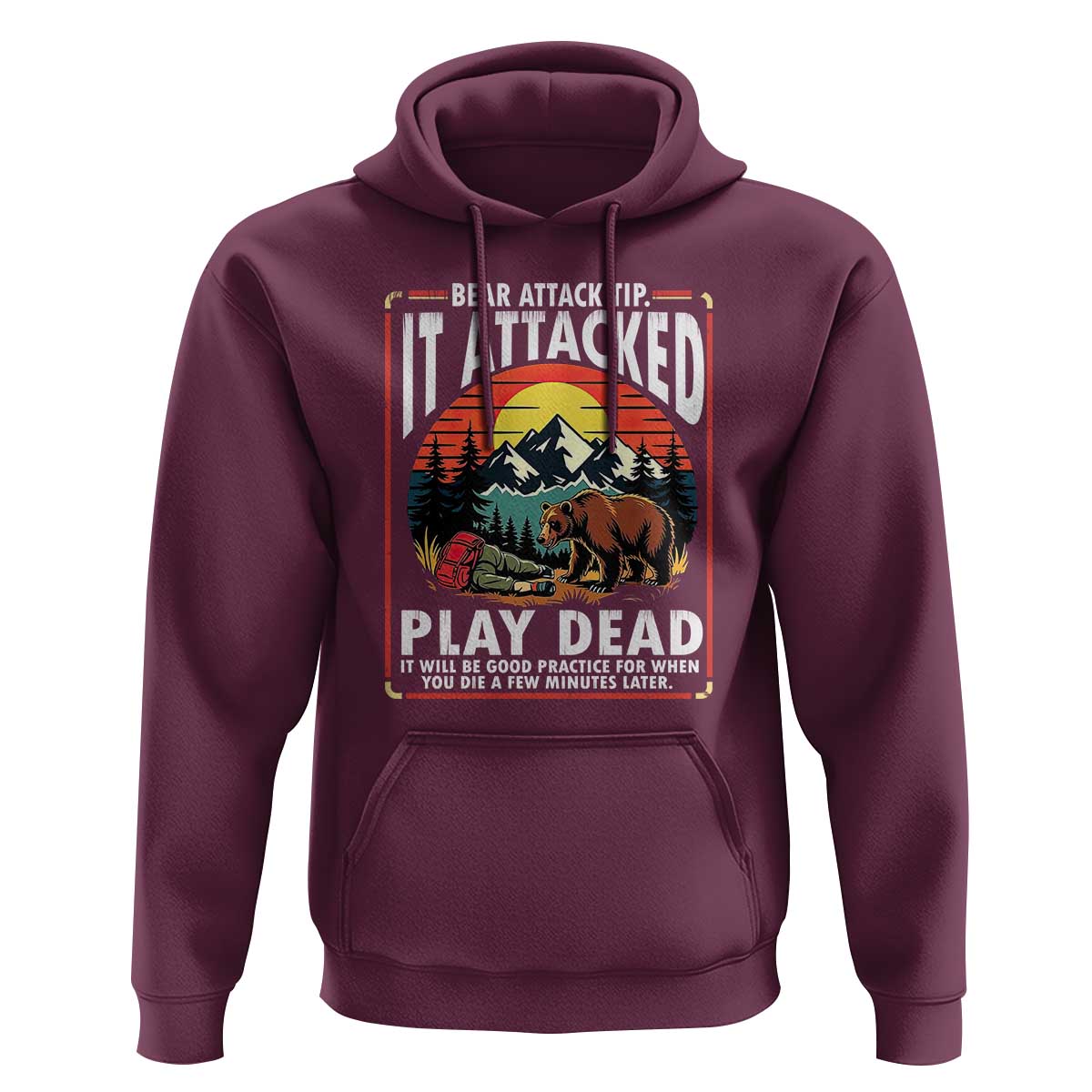Funny Camping Hiking Sarcastic Hoodie Bear Attack Tip - Wonder Print Shop