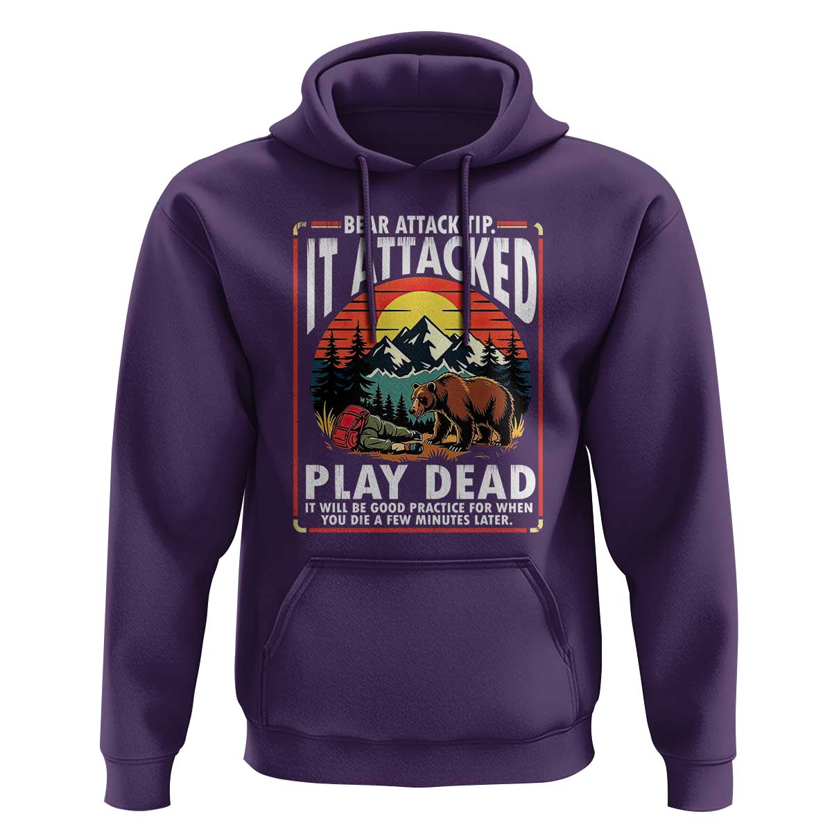 Funny Camping Hiking Sarcastic Hoodie Bear Attack Tip - Wonder Print Shop