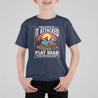 Funny Camping Hiking Sarcastic T Shirt For Kid Bear Attack Tip - Wonder Print Shop