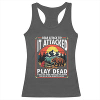 Funny Camping Hiking Sarcastic Racerback Tank Top Bear Attack Tip - Wonder Print Shop