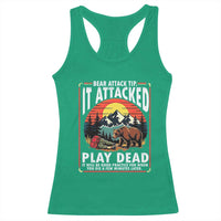 Funny Camping Hiking Sarcastic Racerback Tank Top Bear Attack Tip - Wonder Print Shop
