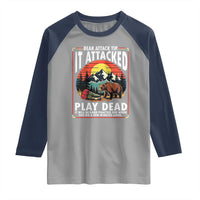 Funny Camping Hiking Sarcastic Raglan Shirt Bear Attack Tip - Wonder Print Shop