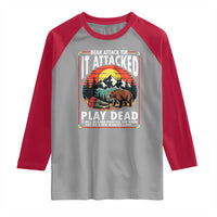 Funny Camping Hiking Sarcastic Raglan Shirt Bear Attack Tip - Wonder Print Shop