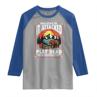 Funny Camping Hiking Sarcastic Raglan Shirt Bear Attack Tip - Wonder Print Shop