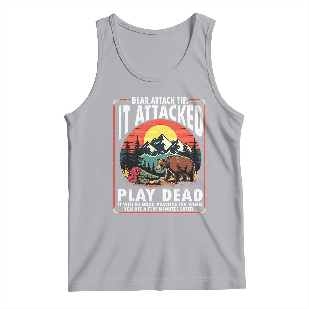 Funny Camping Hiking Sarcastic Tank Top Bear Attack Tip - Wonder Print Shop