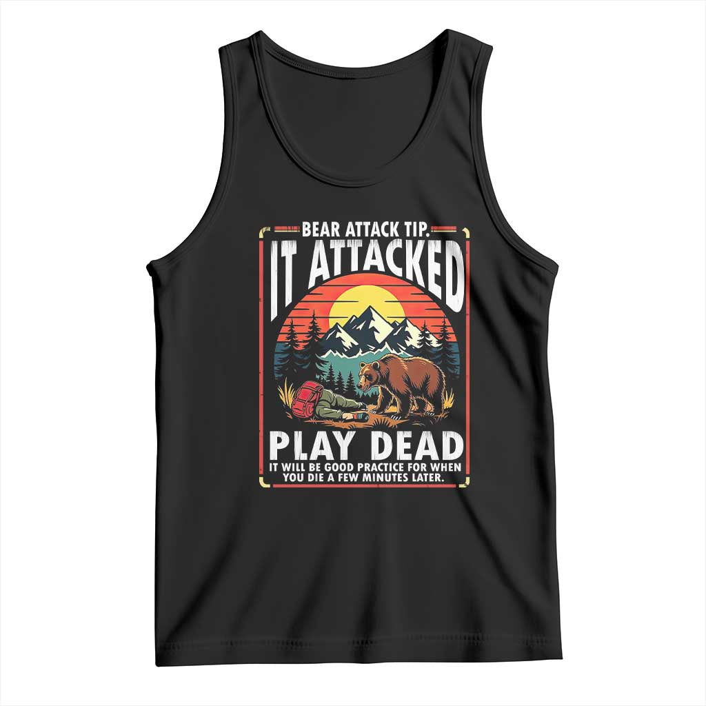 Funny Camping Hiking Sarcastic Tank Top Bear Attack Tip - Wonder Print Shop