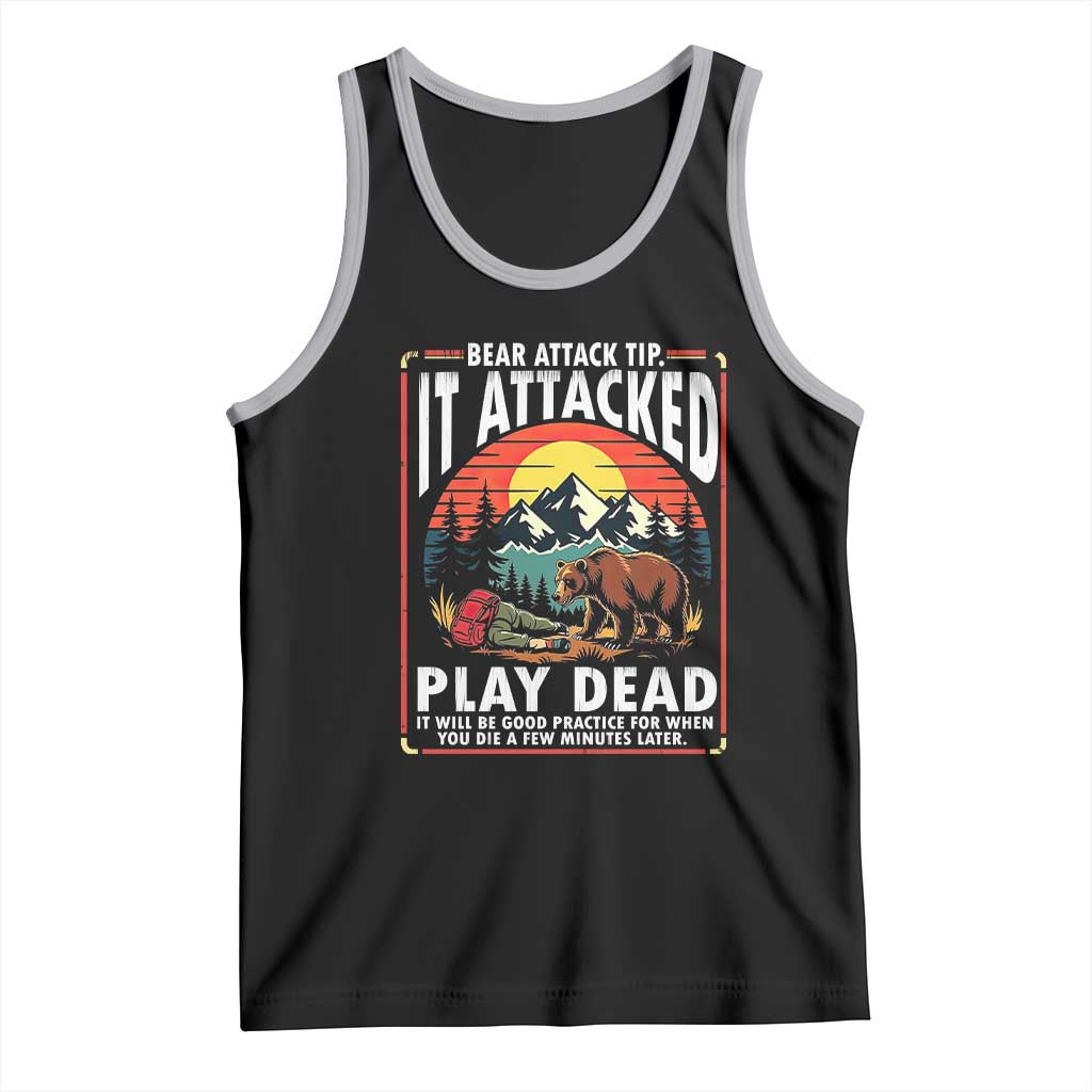 Funny Camping Hiking Sarcastic Tank Top Bear Attack Tip - Wonder Print Shop