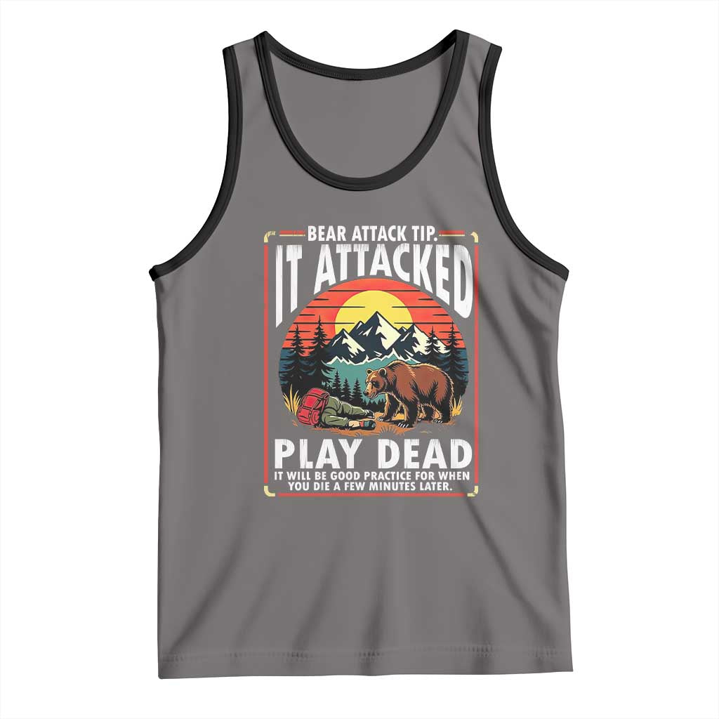 Funny Camping Hiking Sarcastic Tank Top Bear Attack Tip - Wonder Print Shop