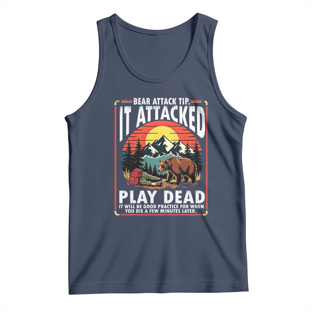 Funny Camping Hiking Sarcastic Tank Top Bear Attack Tip - Wonder Print Shop